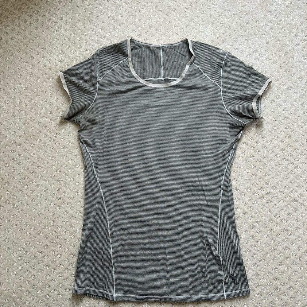 Smart wool merino wool short sleeve striped top